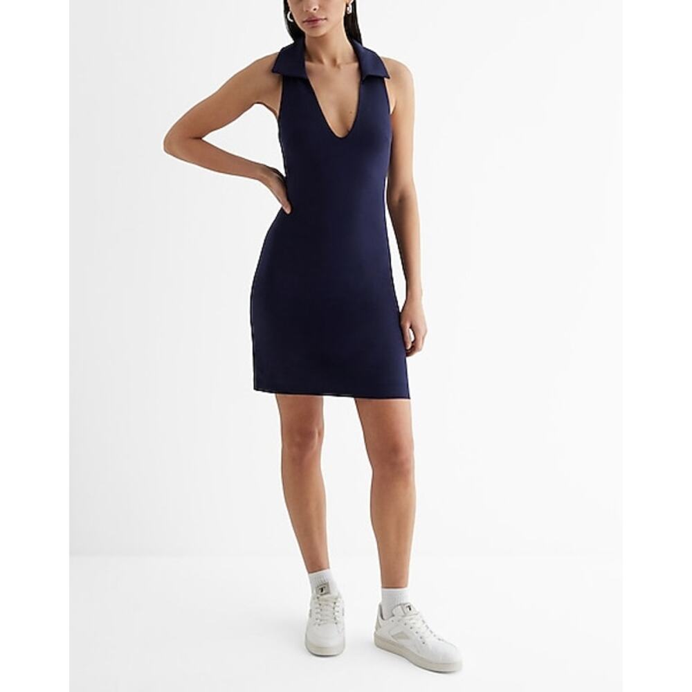 NWT Express Collared Sleeveless Mini Polo Dress XL Stretchy Tennis prep - Picture 2 of 15